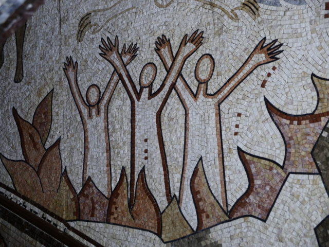 One of the beautiful mosaics in the Sephardic synagogue in Haifa